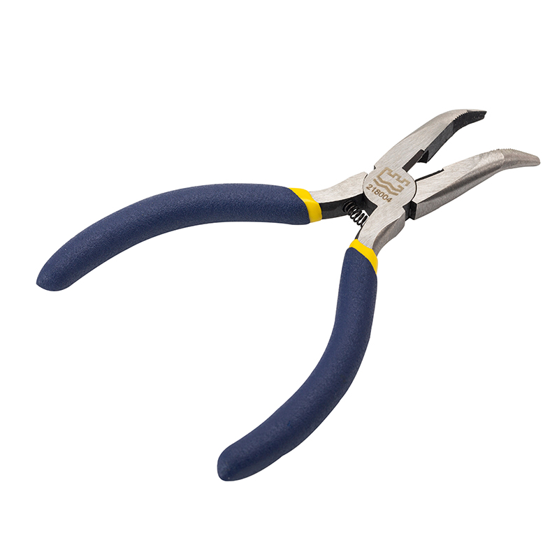 Great Wall American-Style Polished Mini Long Bent Nose Pliers, Dip Handle