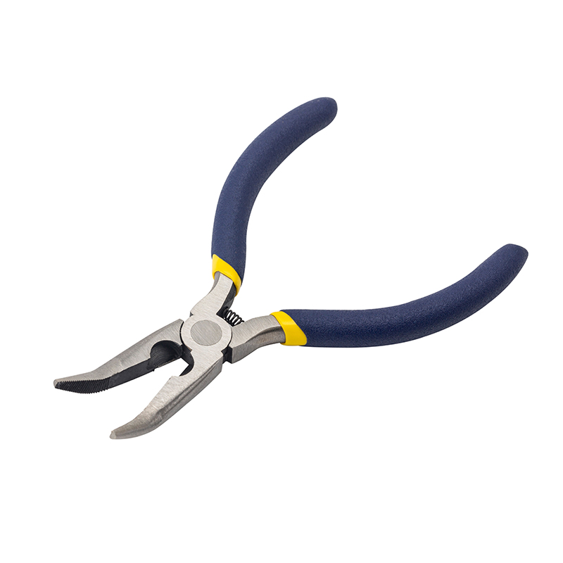 Great Wall American-Style Polished Mini Long Bent Nose Pliers, Dip Handle