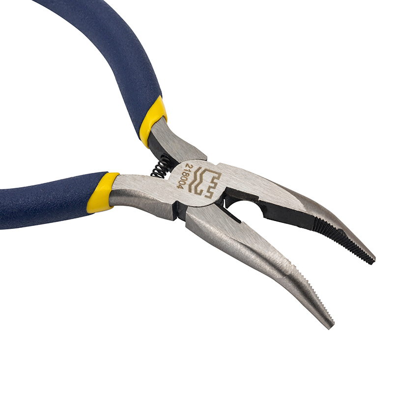 Great Wall American-Style Polished Mini Long Bent Nose Pliers, Dip Handle