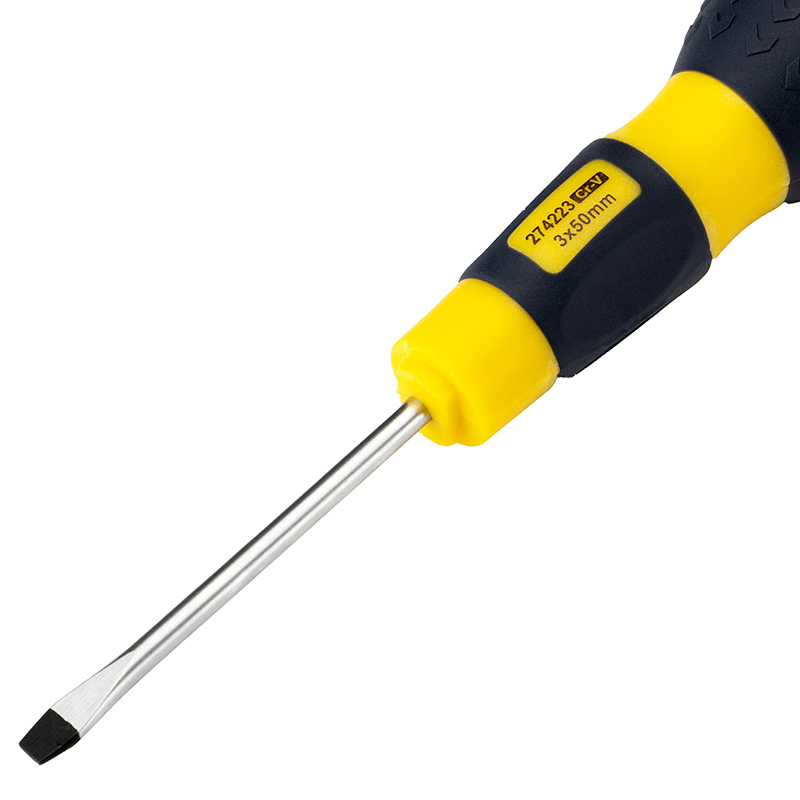 Great Wall Torpedo-shaped Cr-V Steel Durable Rubber Handle Slotted Screwdriver